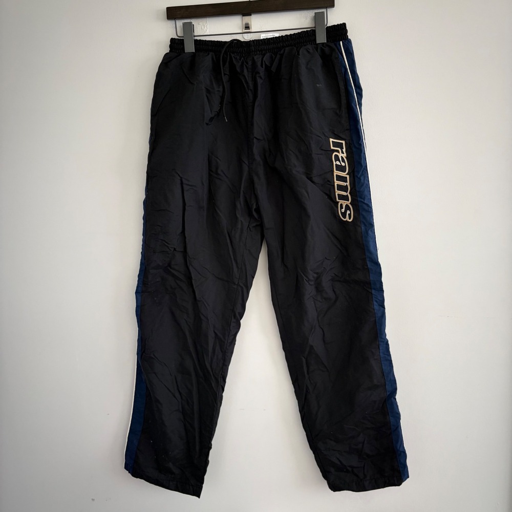 Vintage Reebok NFL St Louis Rams Track Pants Mens Medium Black Blue Windbreaker
